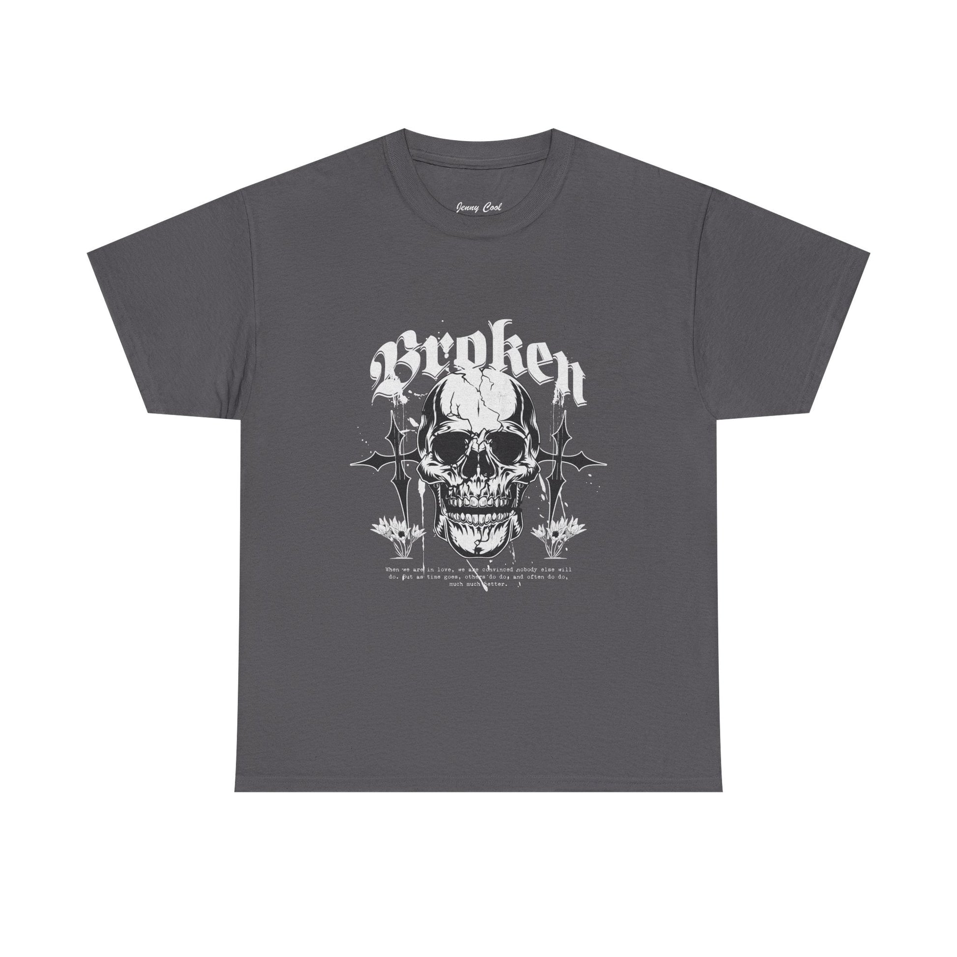 Broken Skull Graphic T-Shirt – Vintage Gothic Streetwear Tee for Men - JennyCool