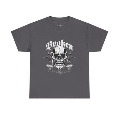 Broken Skull Graphic T-Shirt – Vintage Gothic Streetwear Tee for Men - JennyCool
