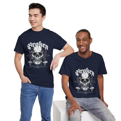 Broken Skull Graphic T-Shirt – Vintage Gothic Streetwear Tee for Men - JennyCool