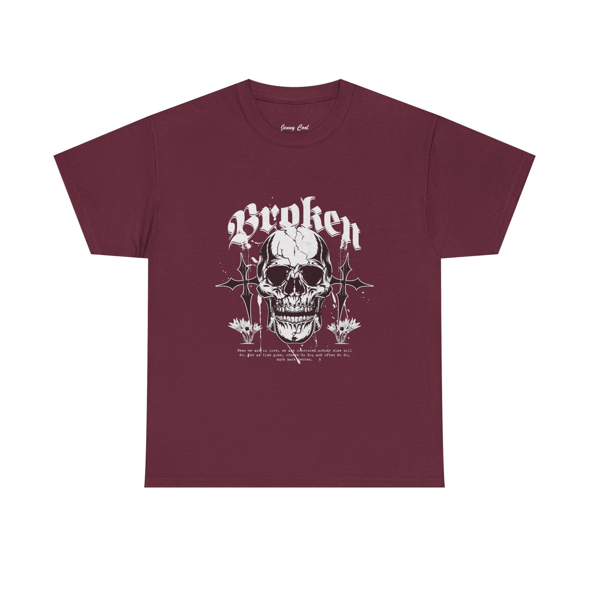 Broken Skull Graphic T-Shirt – Vintage Gothic Streetwear Tee for Men - JennyCool