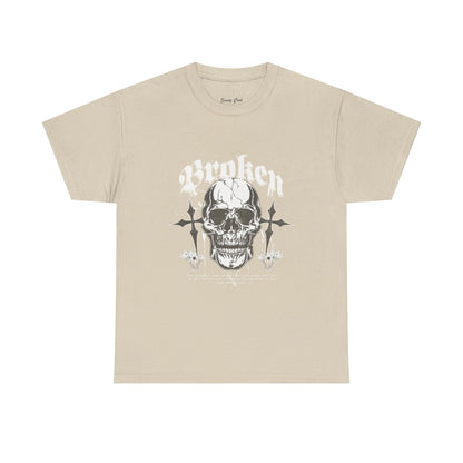 Broken Skull Graphic T-Shirt – Vintage Gothic Streetwear Tee for Men - JennyCool