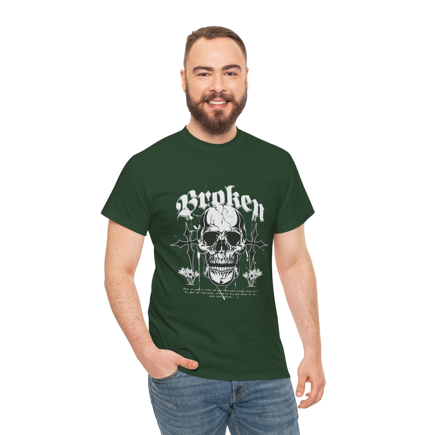Broken Skull Graphic T-Shirt – Vintage Gothic Streetwear Tee for Men - JennyCool