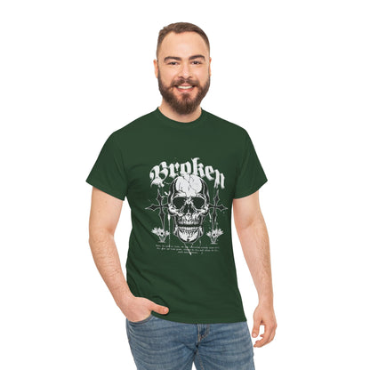 Broken Skull Graphic T-Shirt – Vintage Gothic Streetwear Tee for Men - JennyCool