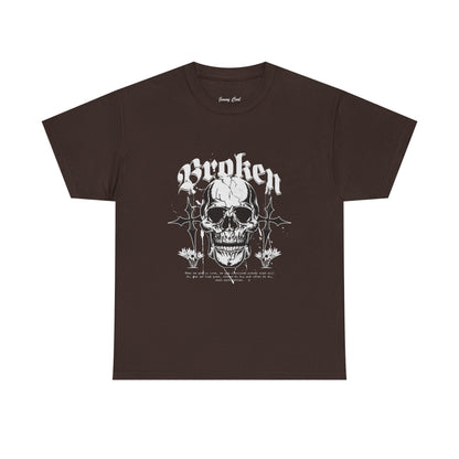 Broken Skull Graphic T-Shirt – Vintage Gothic Streetwear Tee for Men - JennyCool