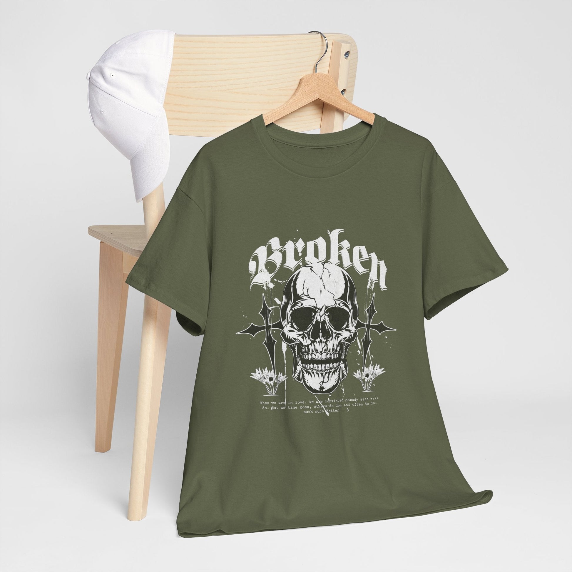 Broken Skull Graphic T-Shirt – Vintage Gothic Streetwear Tee for Men - JennyCool