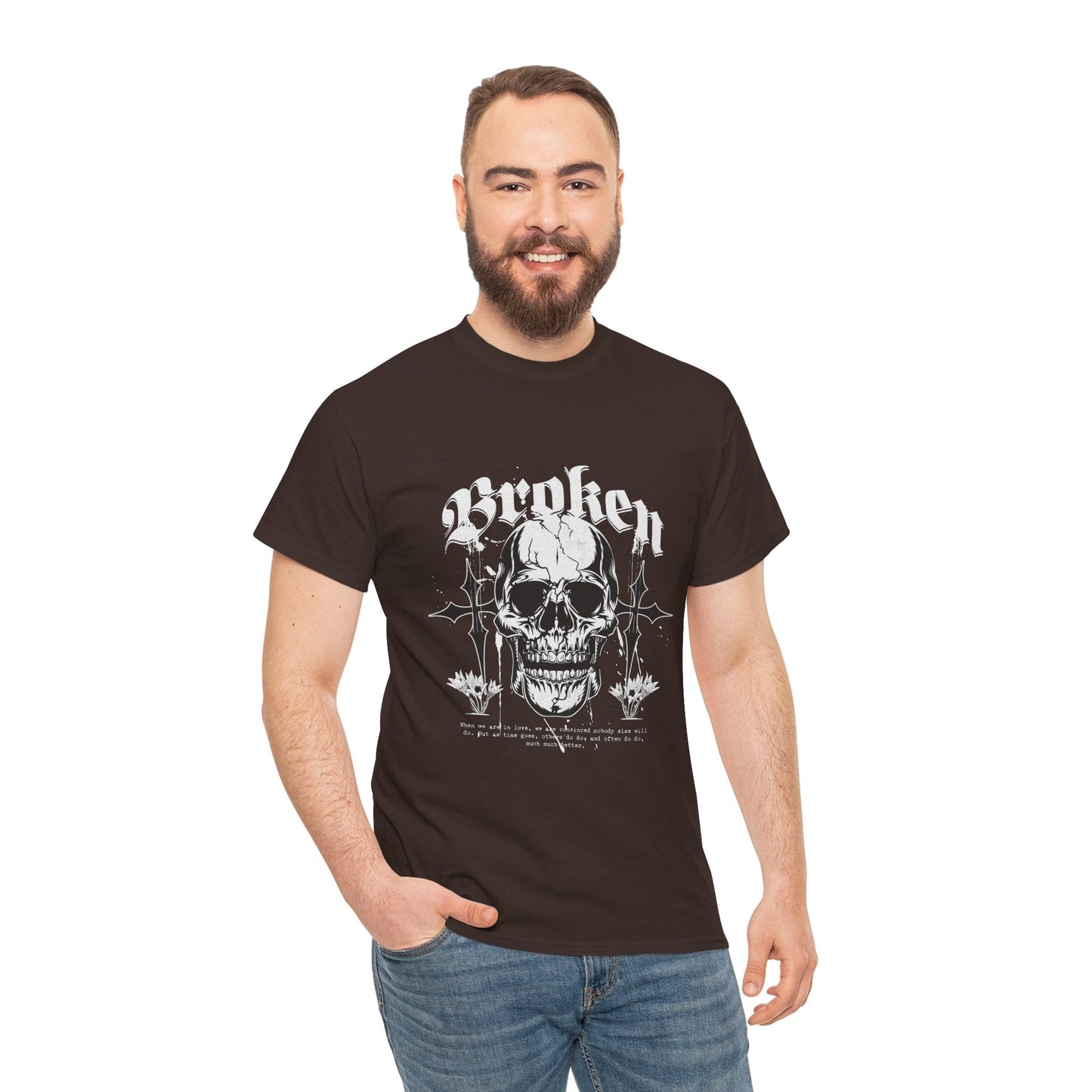 Broken Skull Graphic T-Shirt – Vintage Gothic Streetwear Tee for Men - JennyCool
