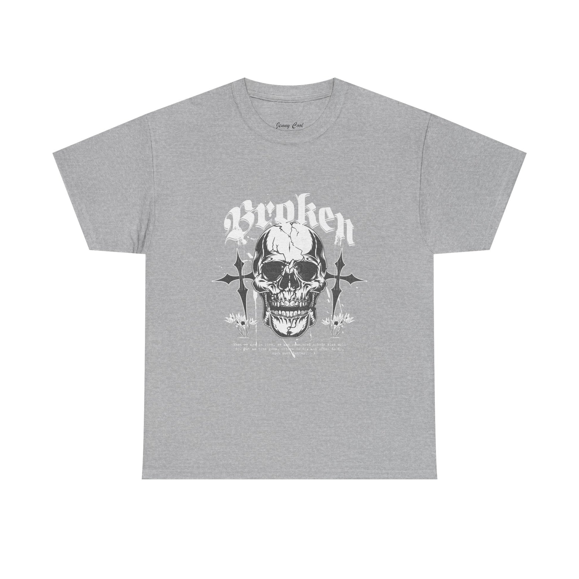 Broken Skull Graphic T-Shirt – Vintage Gothic Streetwear Tee for Men - JennyCool
