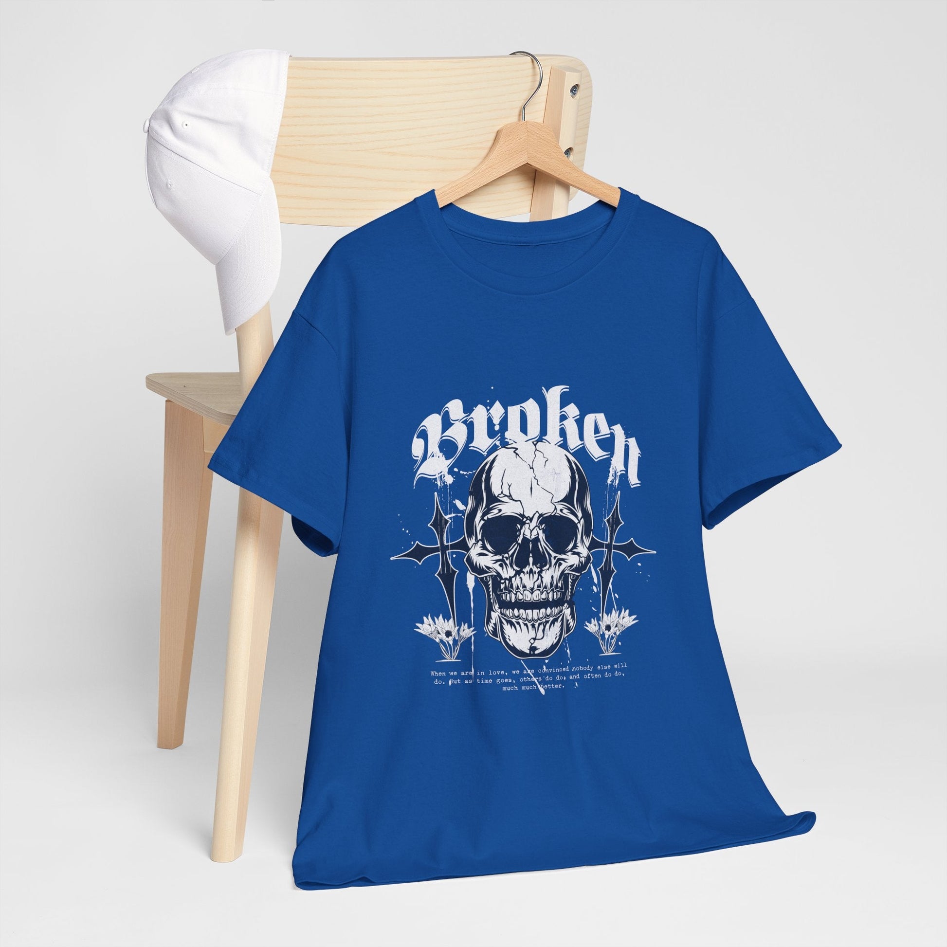 Broken Skull Graphic T-Shirt – Vintage Gothic Streetwear Tee for Men - JennyCool