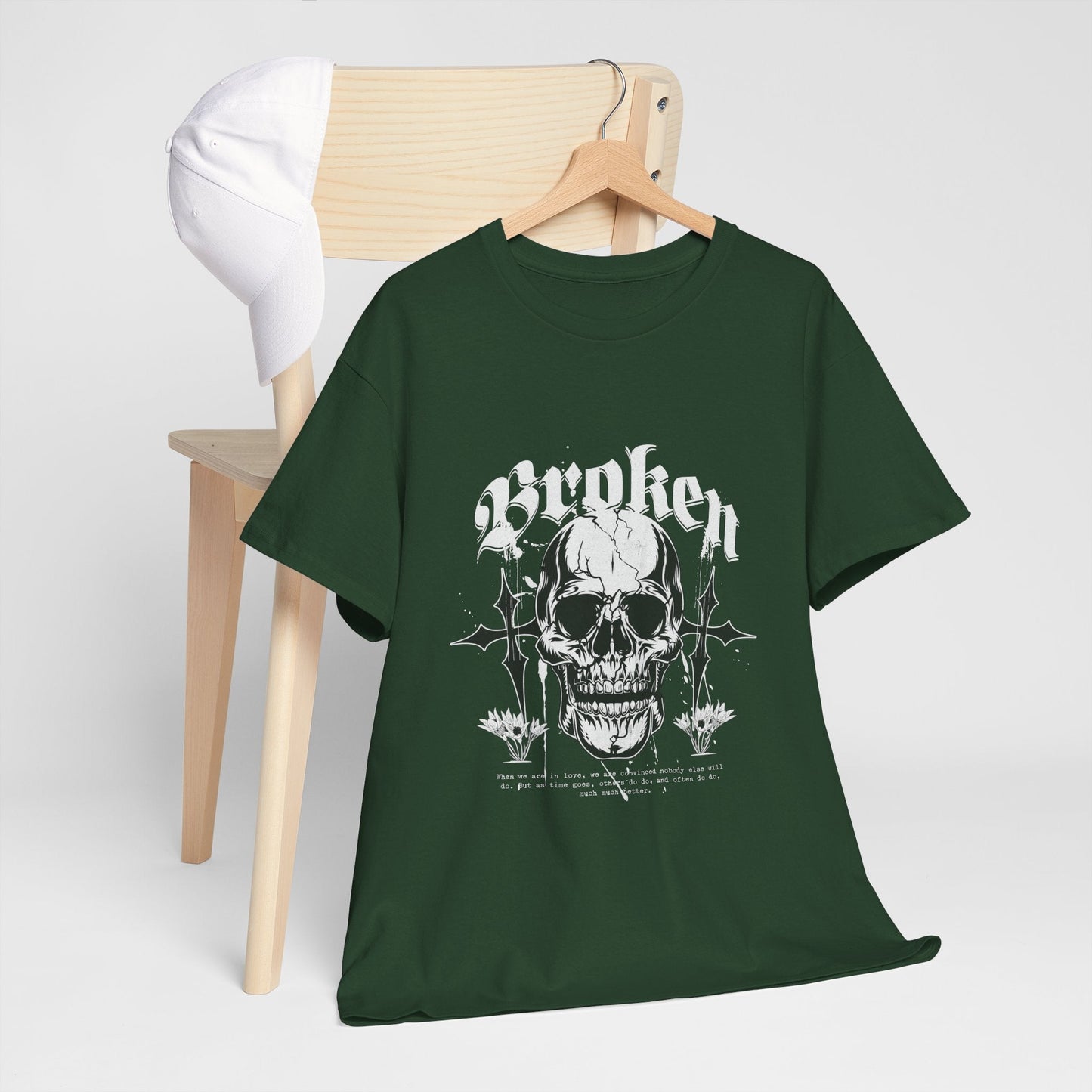 Broken Skull Graphic T-Shirt – Vintage Gothic Streetwear Tee for Men - JennyCool