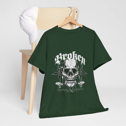 Broken Skull Graphic T-Shirt – Vintage Gothic Streetwear Tee for Men - JennyCool