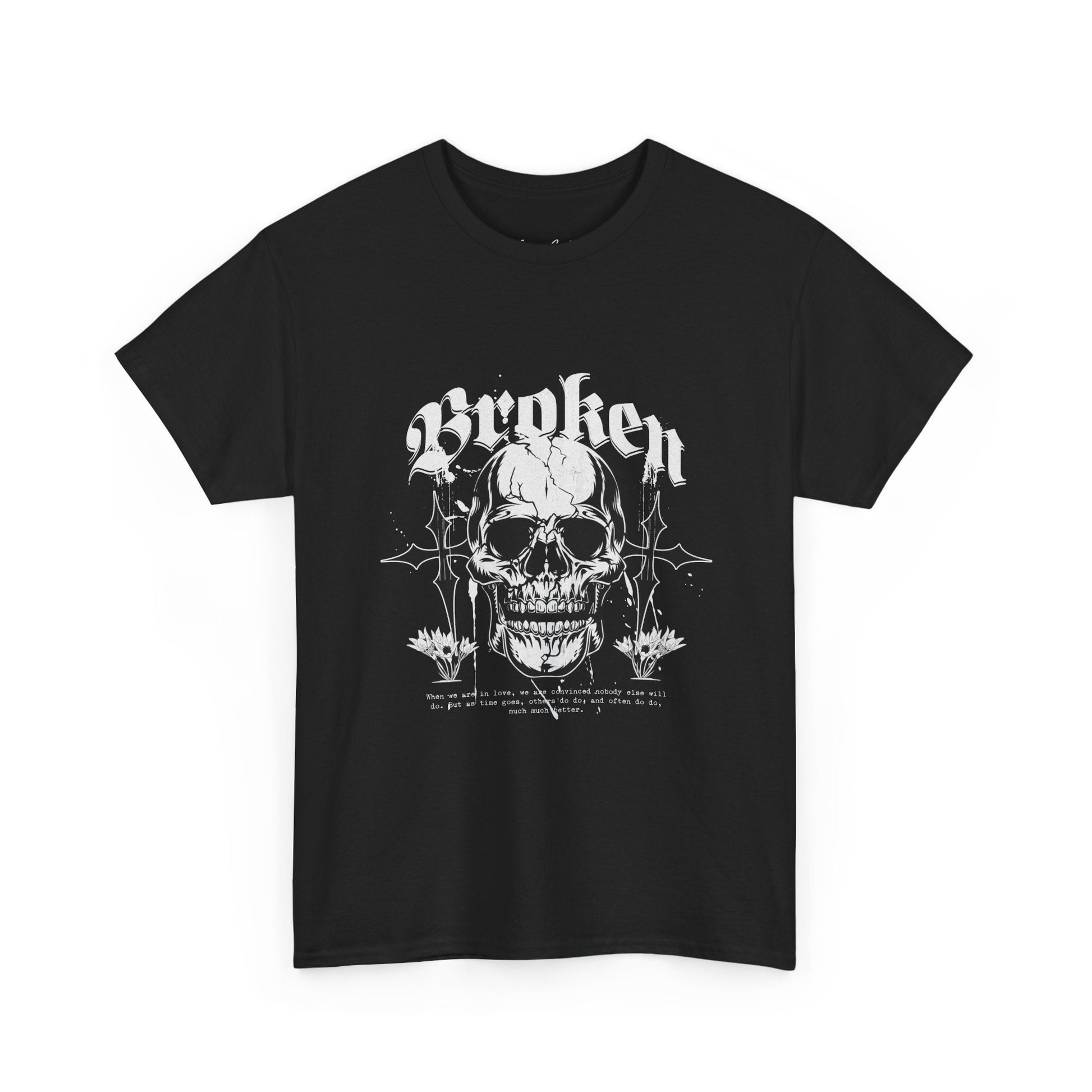 Broken Skull Graphic T-Shirt – Vintage Gothic Streetwear Tee for Men - JennyCool