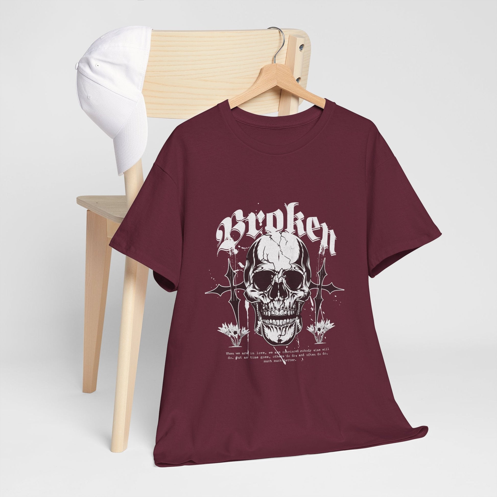 Broken Skull Graphic T-Shirt – Vintage Gothic Streetwear Tee for Men - JennyCool