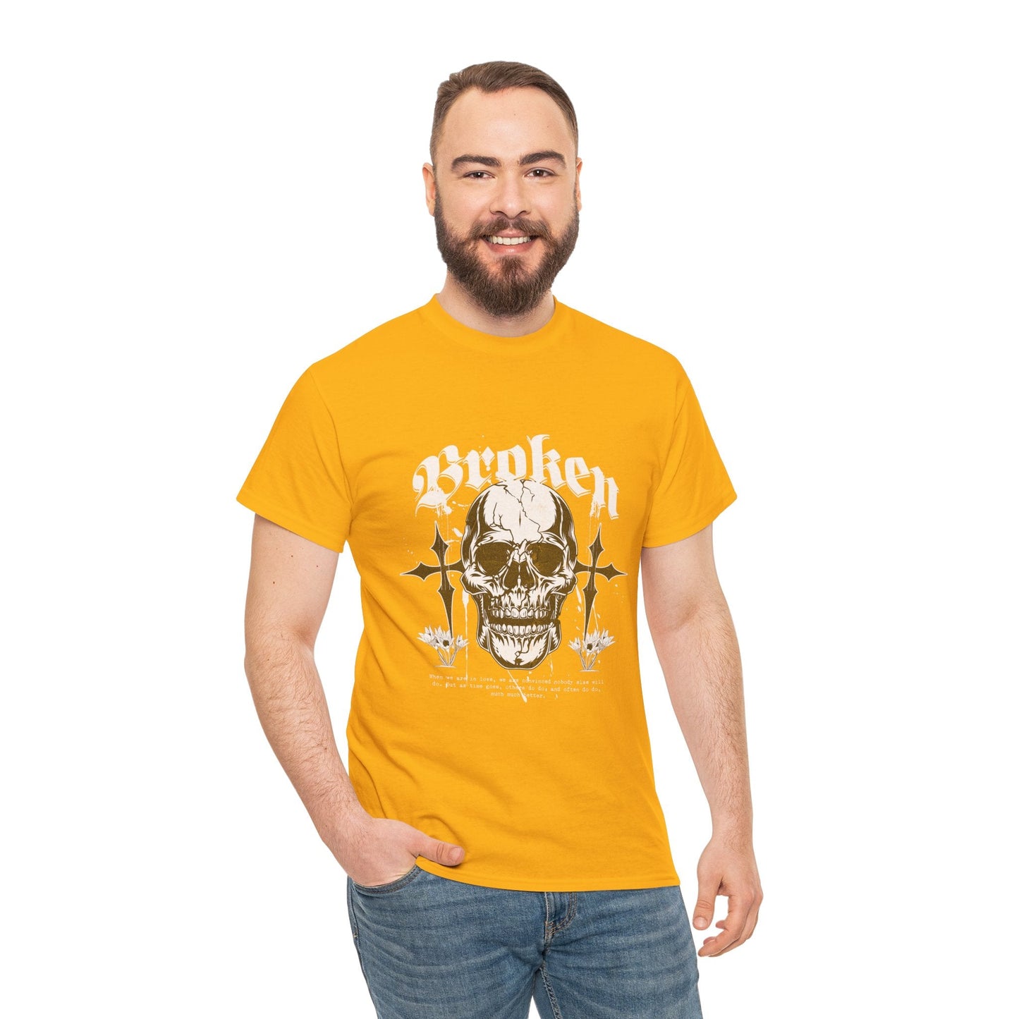 Broken Skull Graphic T-Shirt – Vintage Gothic Streetwear Tee for Men - JennyCool