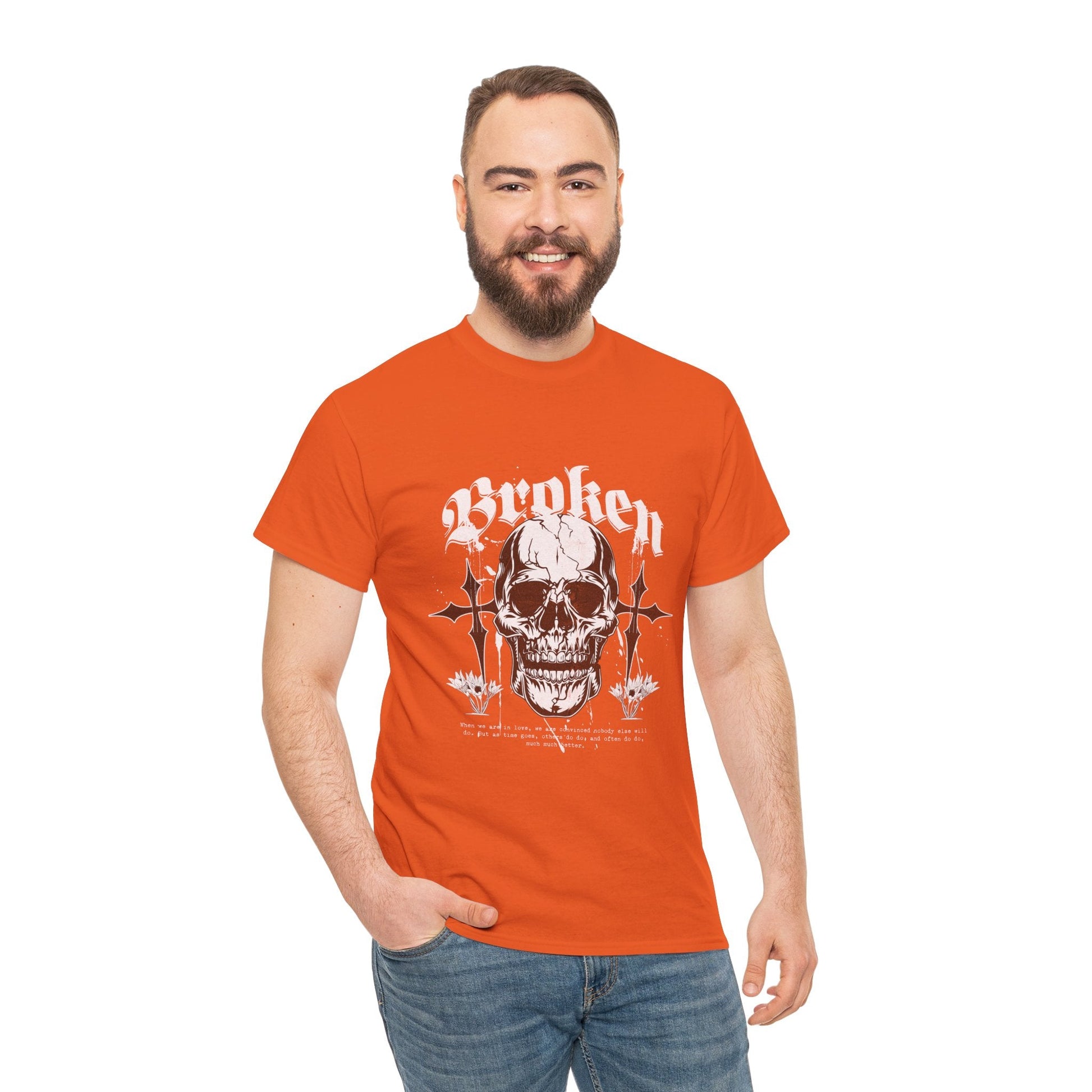 Broken Skull Graphic T-Shirt – Vintage Gothic Streetwear Tee for Men - JennyCool
