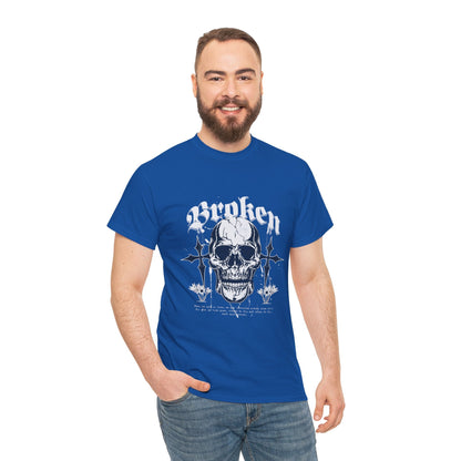 Broken Skull Graphic T-Shirt – Vintage Gothic Streetwear Tee for Men - JennyCool