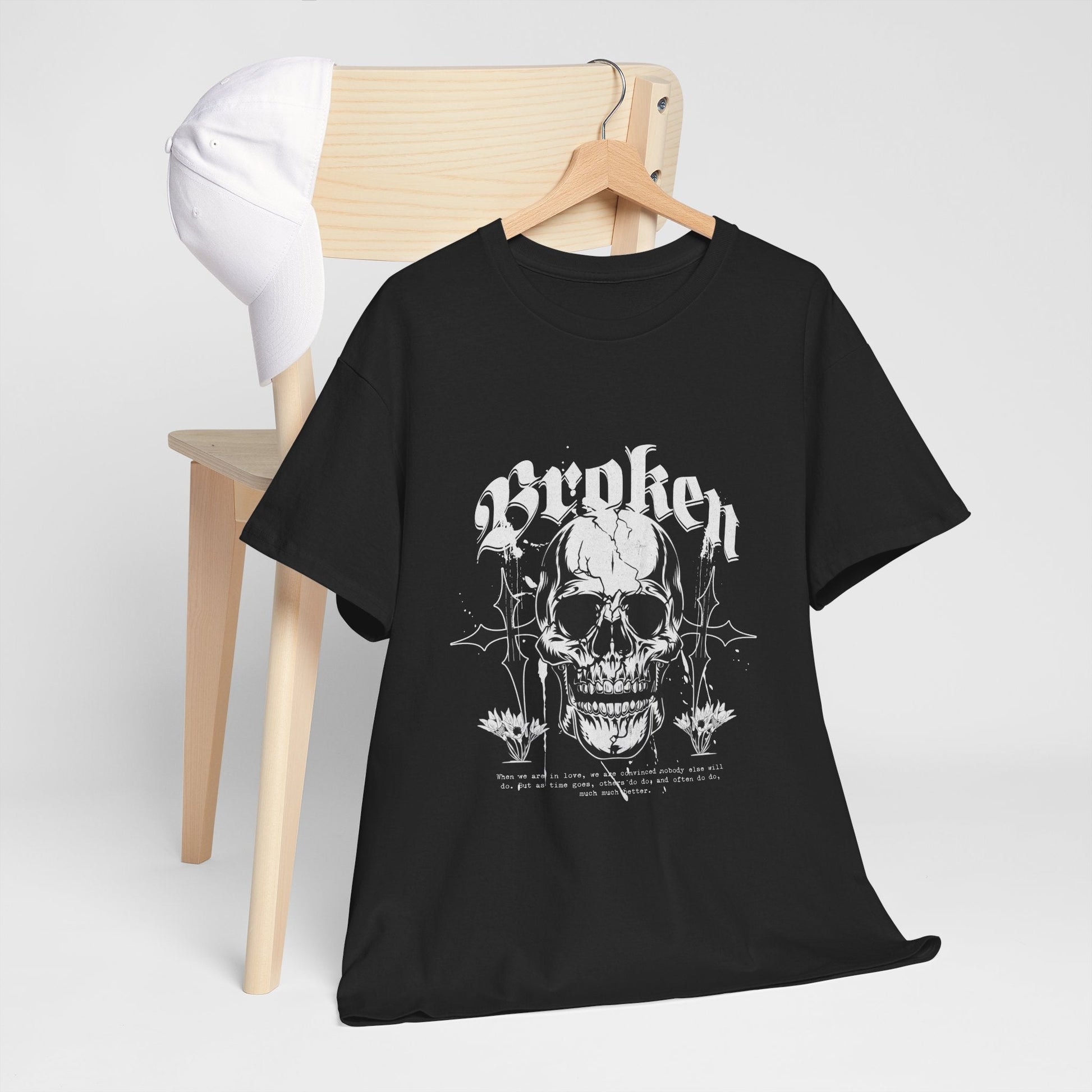 Broken Skull Graphic T-Shirt – Vintage Gothic Streetwear Tee for Men - JennyCool