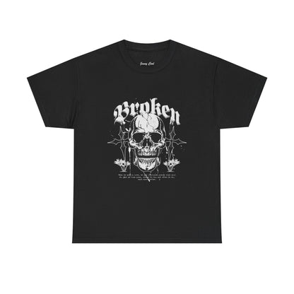 Broken Skull Graphic T-Shirt – Vintage Gothic Streetwear Tee for Men - JennyCool