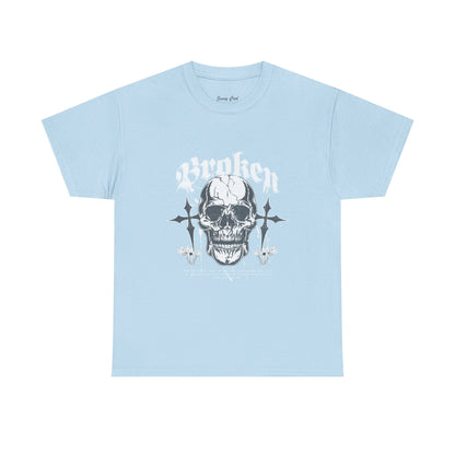 Broken Skull Graphic T-Shirt – Vintage Gothic Streetwear Tee for Men - JennyCool