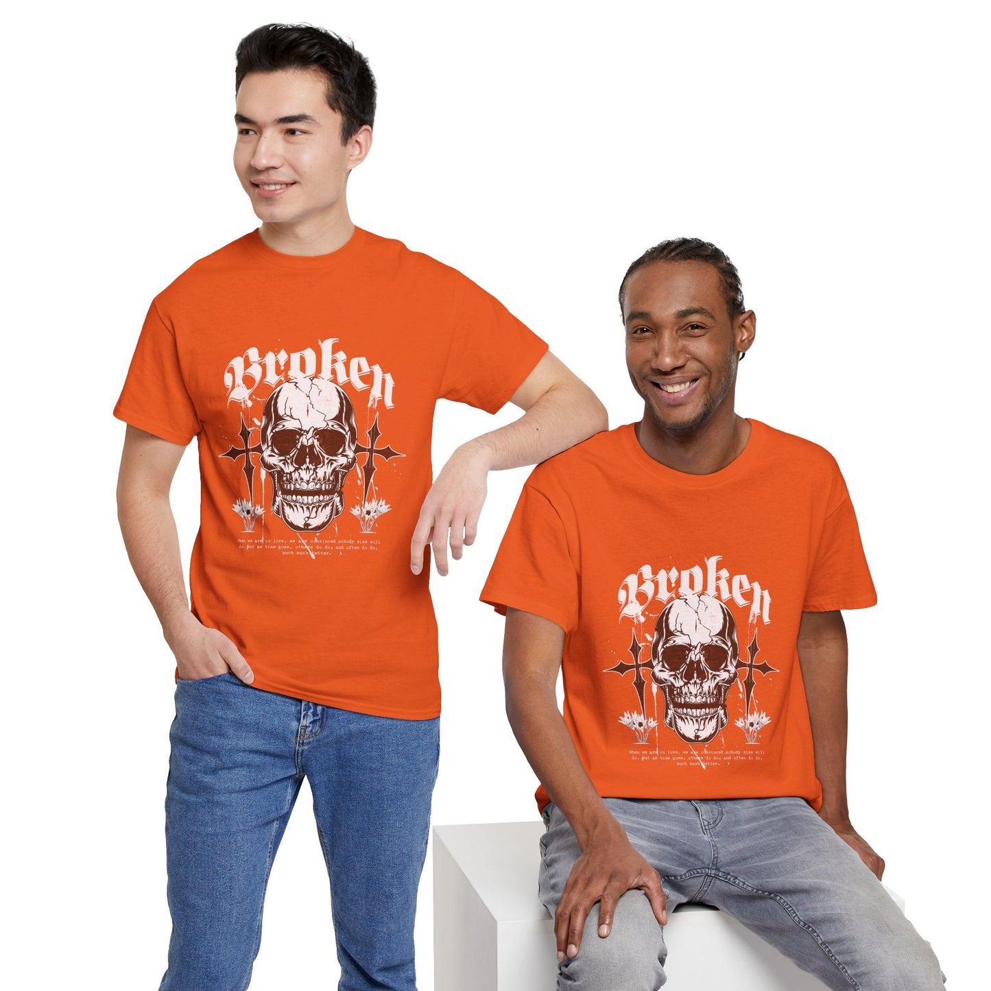 Broken Skull Graphic T-Shirt – Vintage Gothic Streetwear Tee for Men - JennyCool