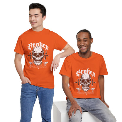 Broken Skull Graphic T-Shirt – Vintage Gothic Streetwear Tee for Men - JennyCool