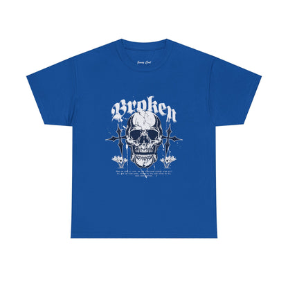 Broken Skull Graphic T-Shirt – Vintage Gothic Streetwear Tee for Men - JennyCool