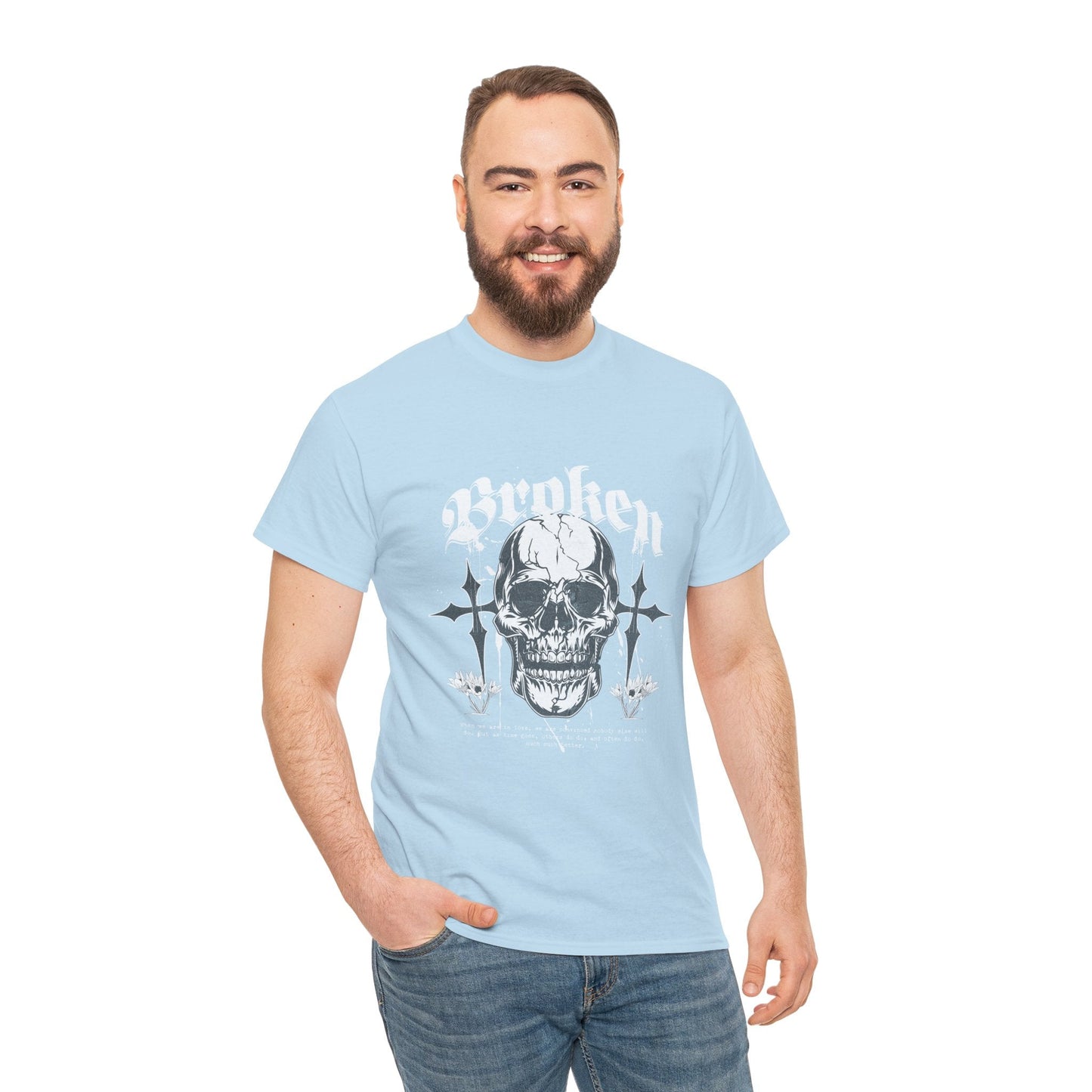 Broken Skull Graphic T-Shirt – Vintage Gothic Streetwear Tee for Men - JennyCool