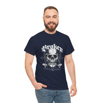 Broken Skull Graphic T-Shirt – Vintage Gothic Streetwear Tee for Men - JennyCool