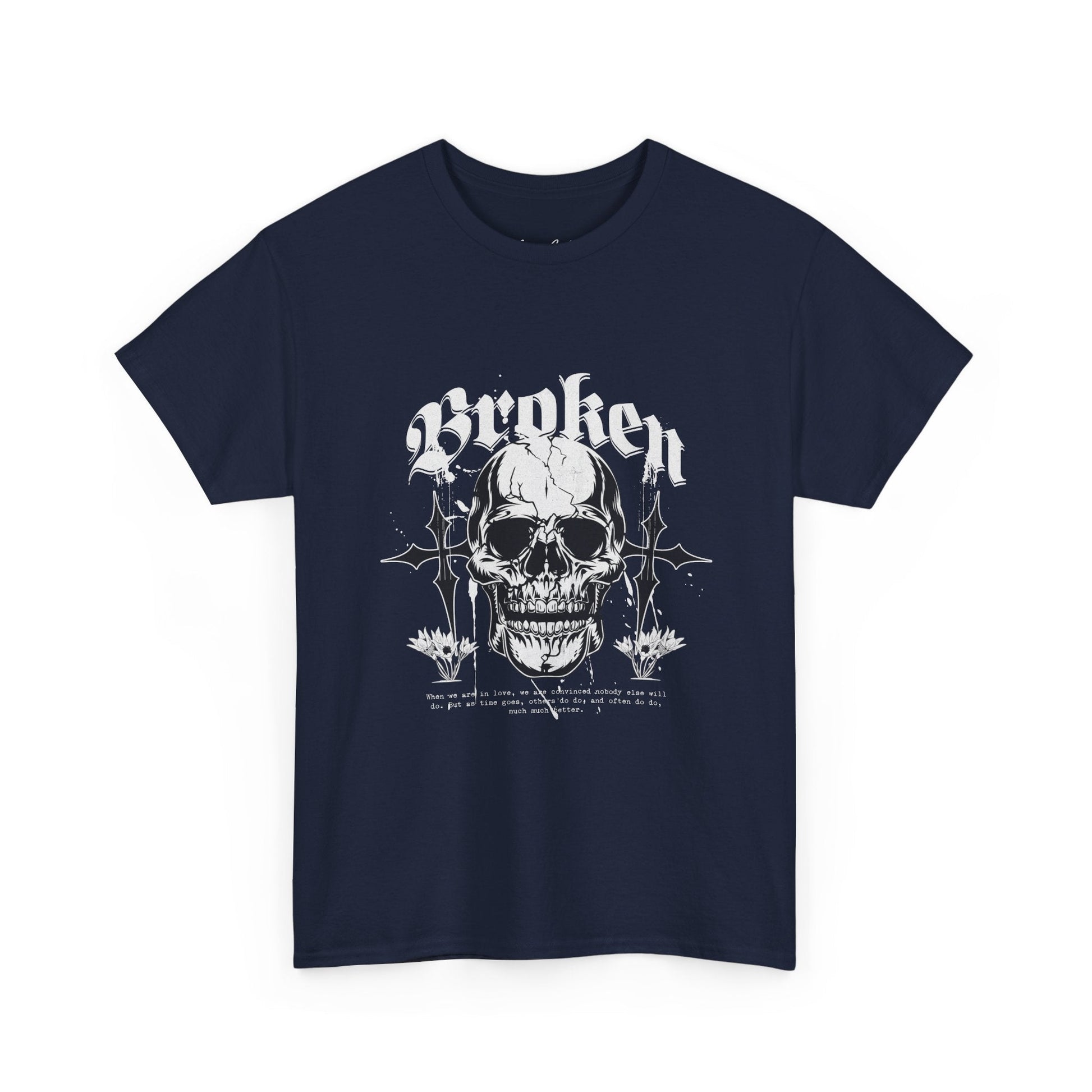 Broken Skull Graphic T-Shirt – Vintage Gothic Streetwear Tee for Men - JennyCool