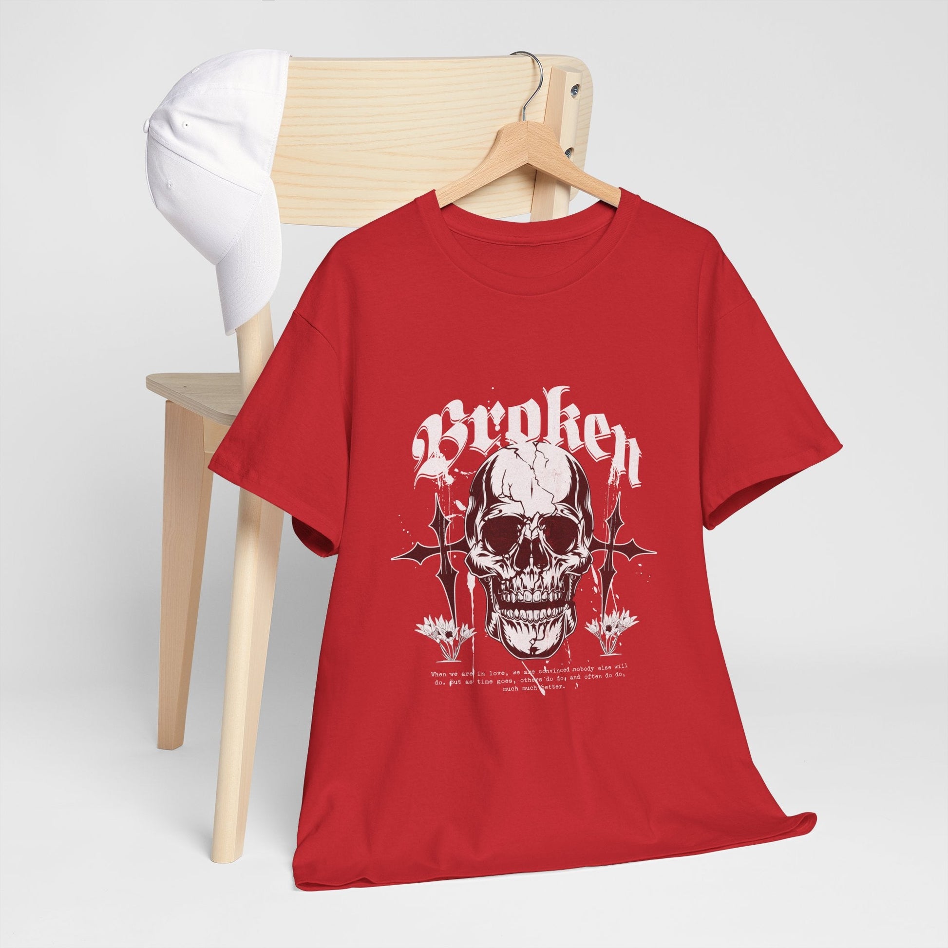 Broken Skull Graphic T-Shirt – Vintage Gothic Streetwear Tee for Men - JennyCool