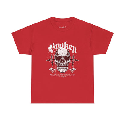 Broken Skull Graphic T-Shirt – Vintage Gothic Streetwear Tee for Men - JennyCool