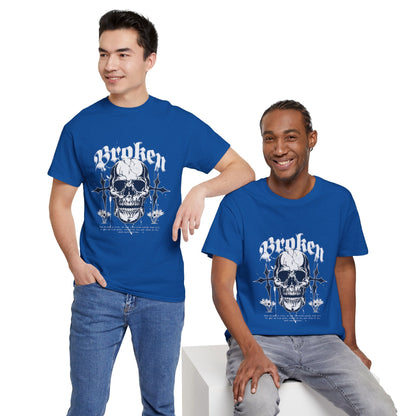 Broken Skull Graphic T-Shirt – Vintage Gothic Streetwear Tee for Men - JennyCool