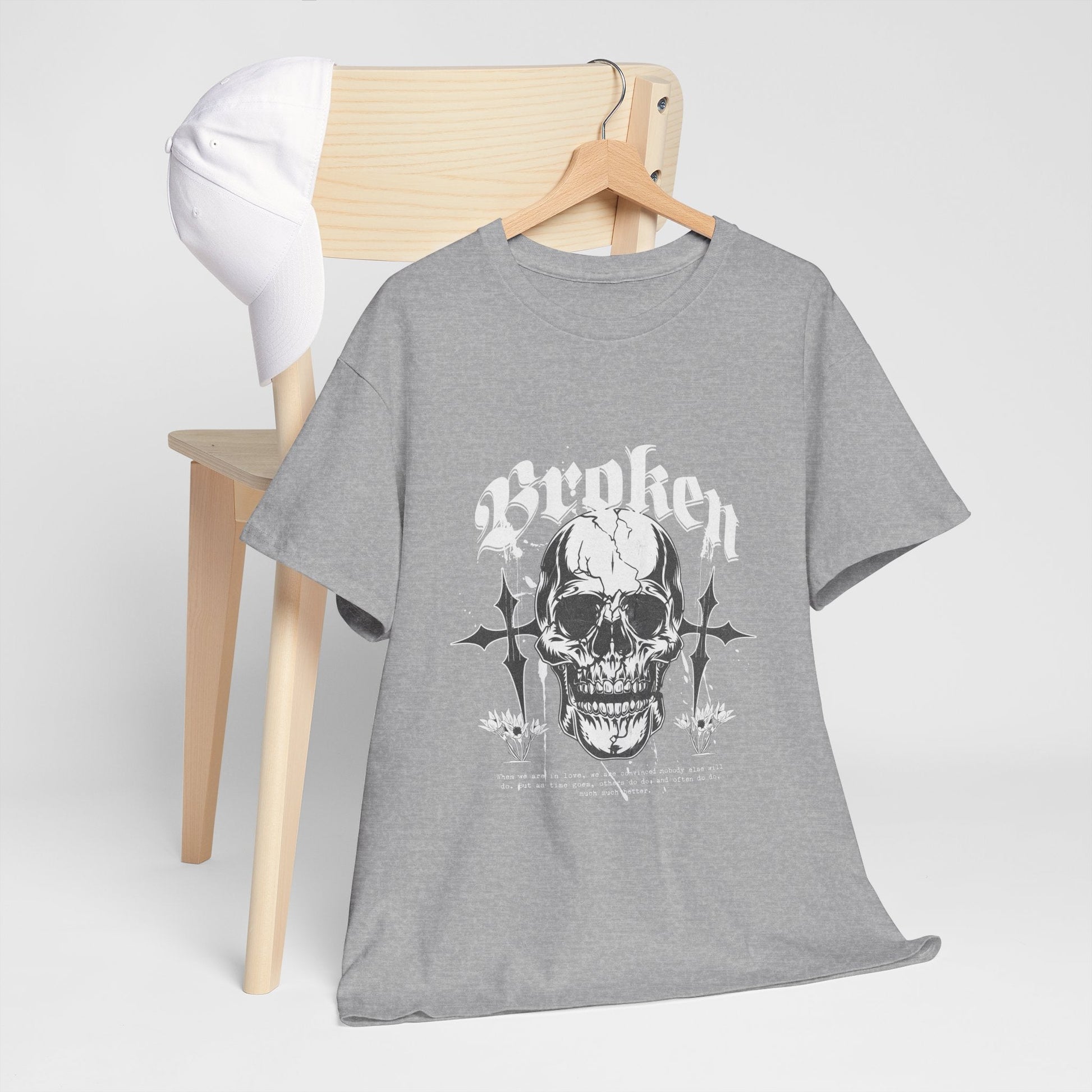 Broken Skull Graphic T-Shirt – Vintage Gothic Streetwear Tee for Men - JennyCool