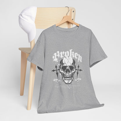 Broken Skull Graphic T-Shirt – Vintage Gothic Streetwear Tee for Men - JennyCool