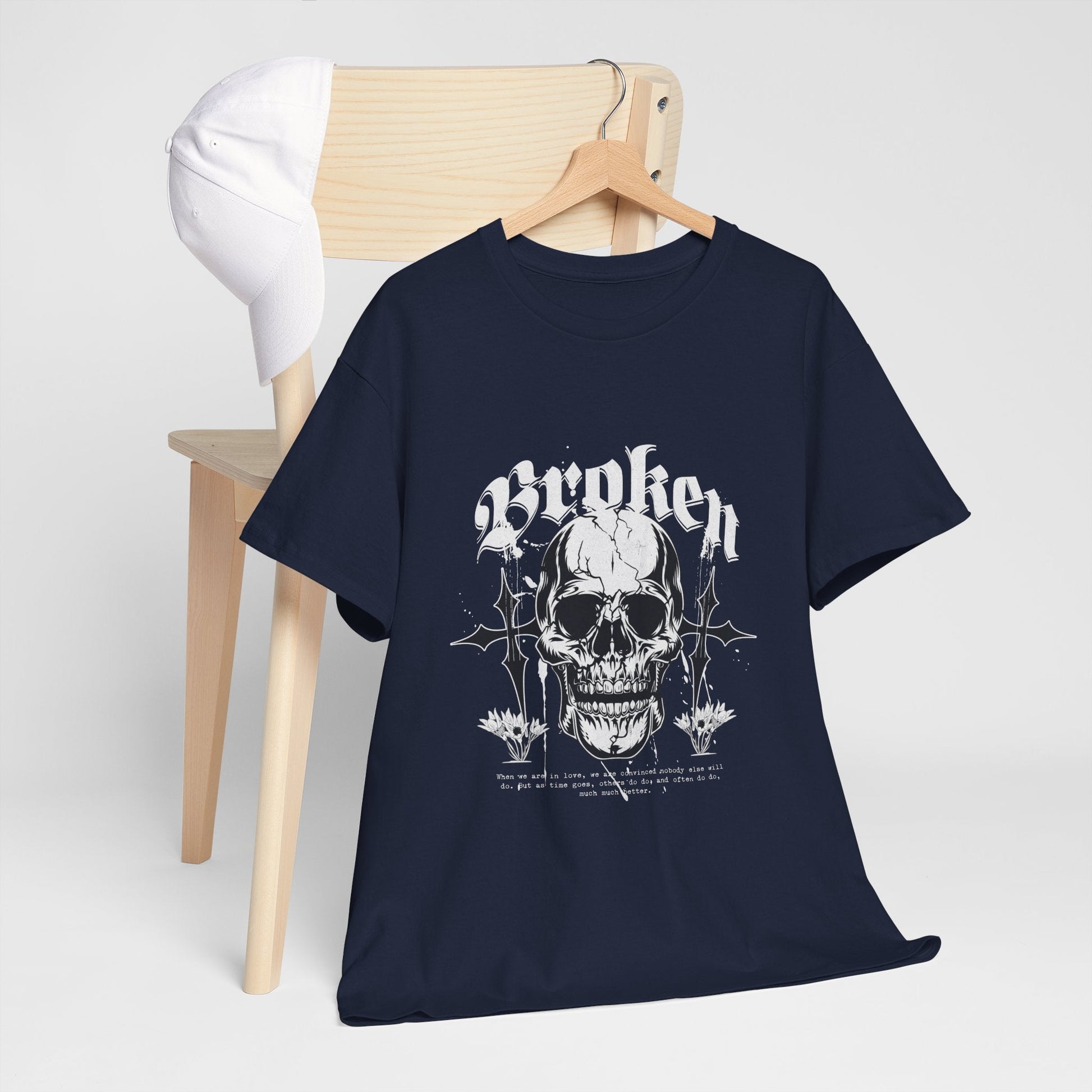 Broken Skull Graphic T-Shirt – Vintage Gothic Streetwear Tee for Men - JennyCool