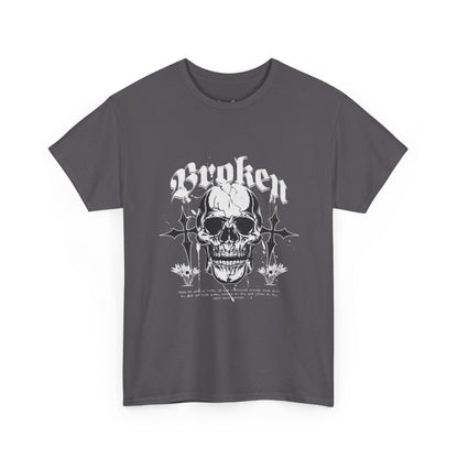 Broken Skull Graphic T-Shirt – Vintage Gothic Streetwear Tee for Men - JennyCool