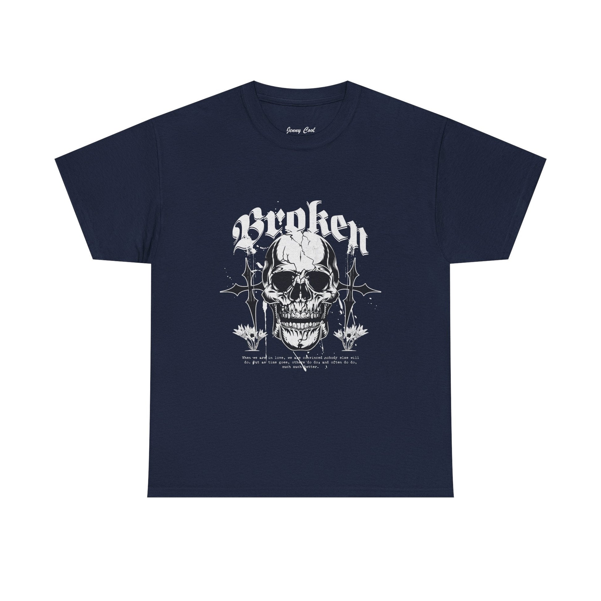 Broken Skull Graphic T-Shirt – Vintage Gothic Streetwear Tee for Men - JennyCool