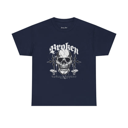 Broken Skull Graphic T-Shirt – Vintage Gothic Streetwear Tee for Men - JennyCool