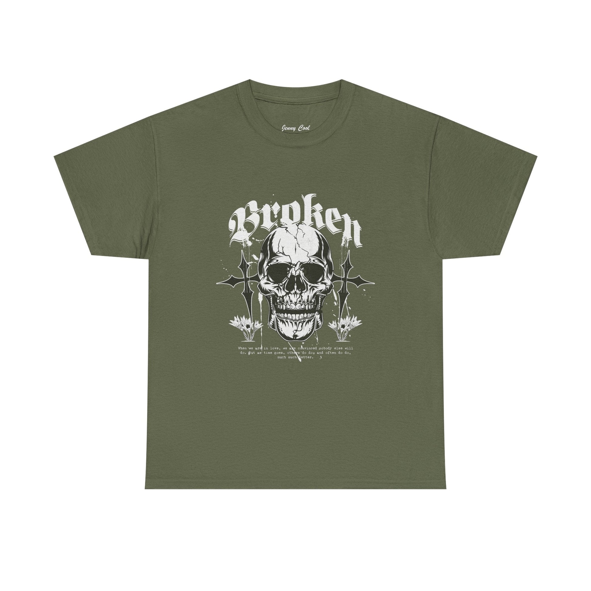 Broken Skull Graphic T-Shirt – Vintage Gothic Streetwear Tee for Men - JennyCool
