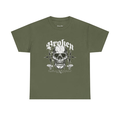 Broken Skull Graphic T-Shirt – Vintage Gothic Streetwear Tee for Men - JennyCool