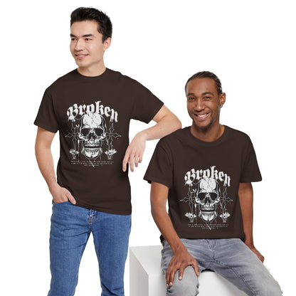 Broken Skull Graphic T-Shirt – Vintage Gothic Streetwear Tee for Men - JennyCool