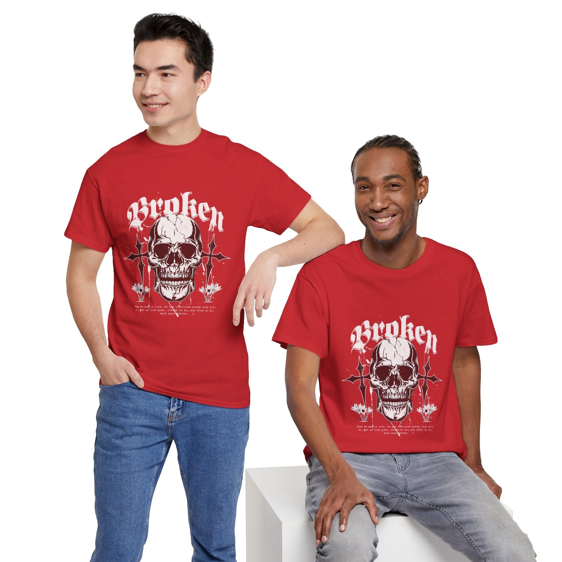 Broken Skull Graphic T-Shirt – Vintage Gothic Streetwear Tee for Men - JennyCool