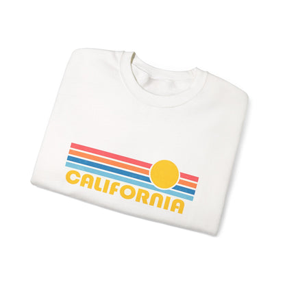 California Retro Sunset Crewneck Sweatshirt – Vintage Coastal Graphic Pullove - JennyCool
