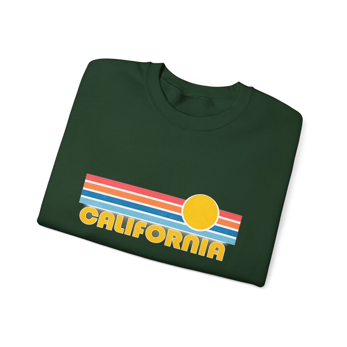 California Retro Sunset Crewneck Sweatshirt – Vintage Coastal Graphic Pullove - JennyCool