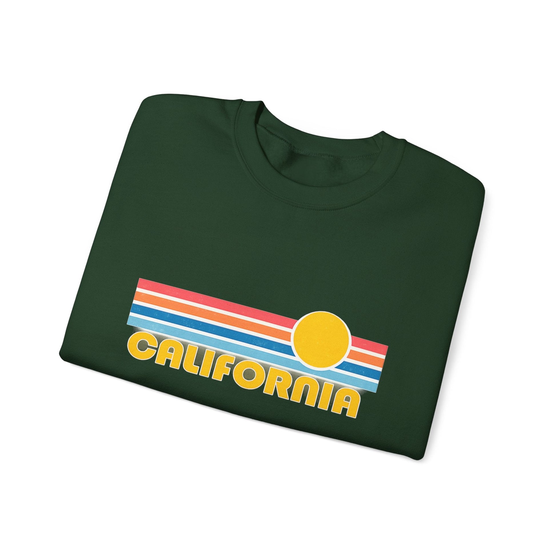 California Retro Sunset Crewneck Sweatshirt – Vintage Coastal Graphic Pullove - JennyCool