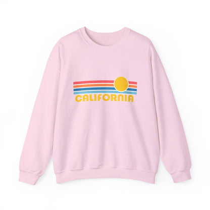 California Retro Sunset Crewneck Sweatshirt – Vintage Coastal Graphic Pullove - JennyCool