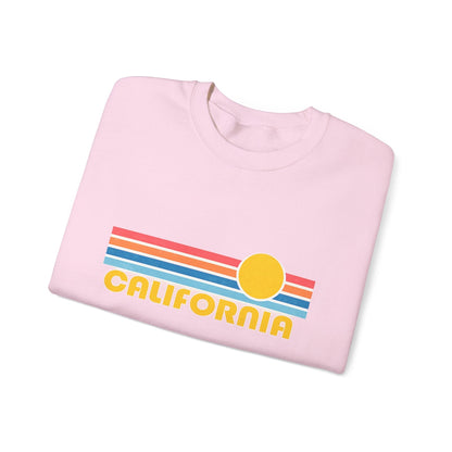 California Retro Sunset Crewneck Sweatshirt – Vintage Coastal Graphic Pullove - JennyCool