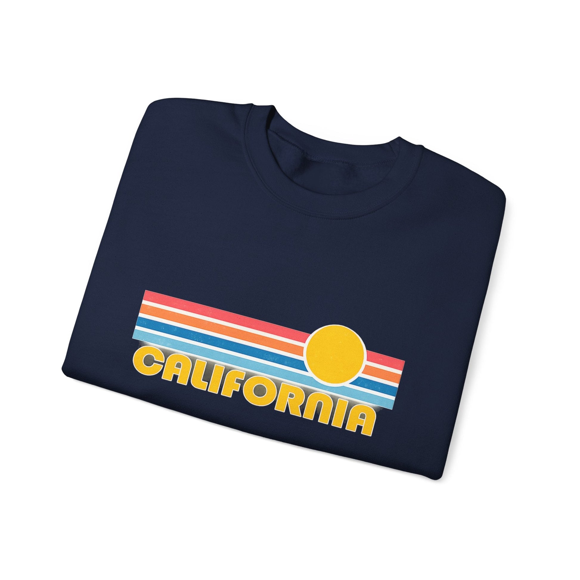 California Retro Sunset Crewneck Sweatshirt – Vintage Coastal Graphic Pullove - JennyCool