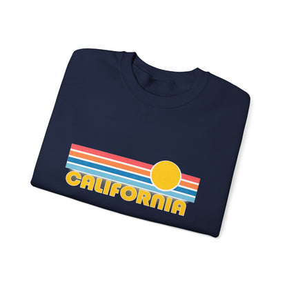 California Retro Sunset Crewneck Sweatshirt – Vintage Coastal Graphic Pullove - JennyCool