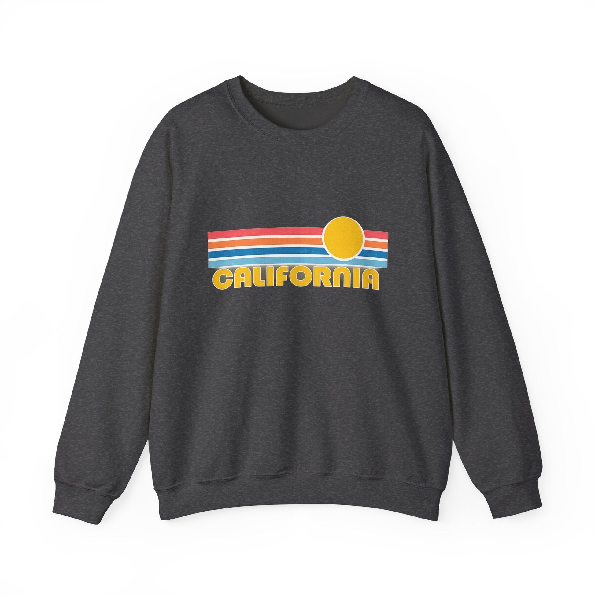California Retro Sunset Crewneck Sweatshirt – Vintage Coastal Graphic Pullove - JennyCool
