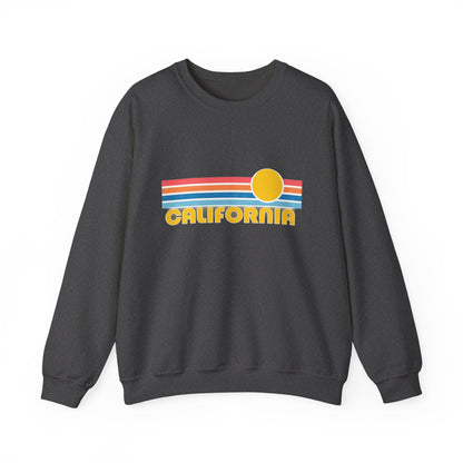 California Retro Sunset Crewneck Sweatshirt – Vintage Coastal Graphic Pullove - JennyCool